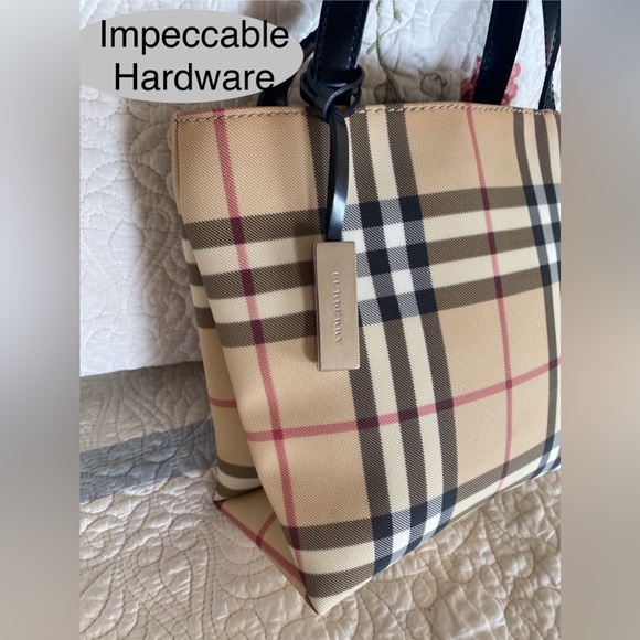 BURBERRY Mini NOVA CHECK PVC/Leather Tote🖤Italian Made🇮🇹7.25”x 8”🔥FABULOUS💋 - Picture 3 of 17